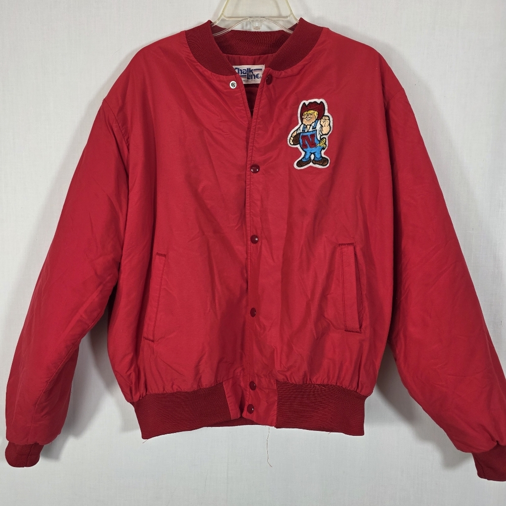 Vtg 80s Nebraska Huskers Chalk Line Jacket Herbie Husker  Bomber Red XL